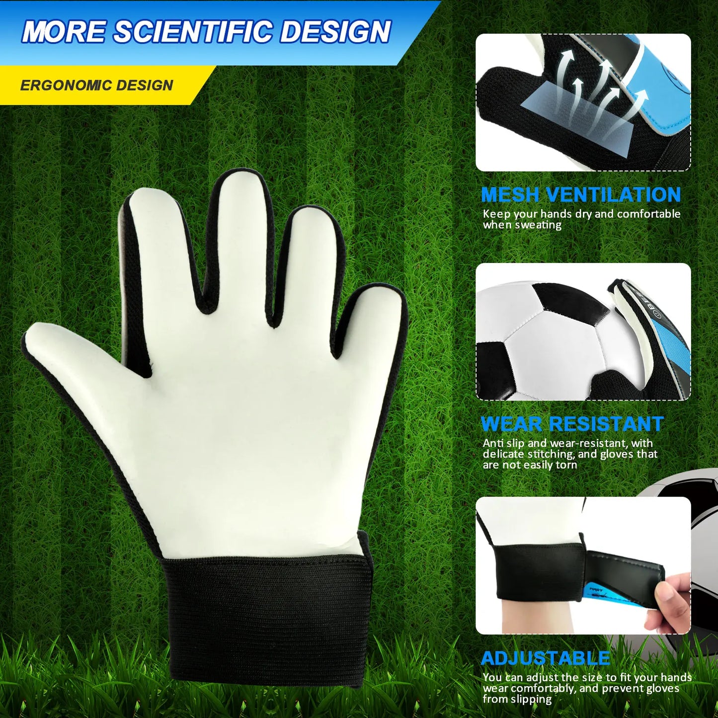 Kids Soccer Goalie Gloves 5/6/7Size Latex Children