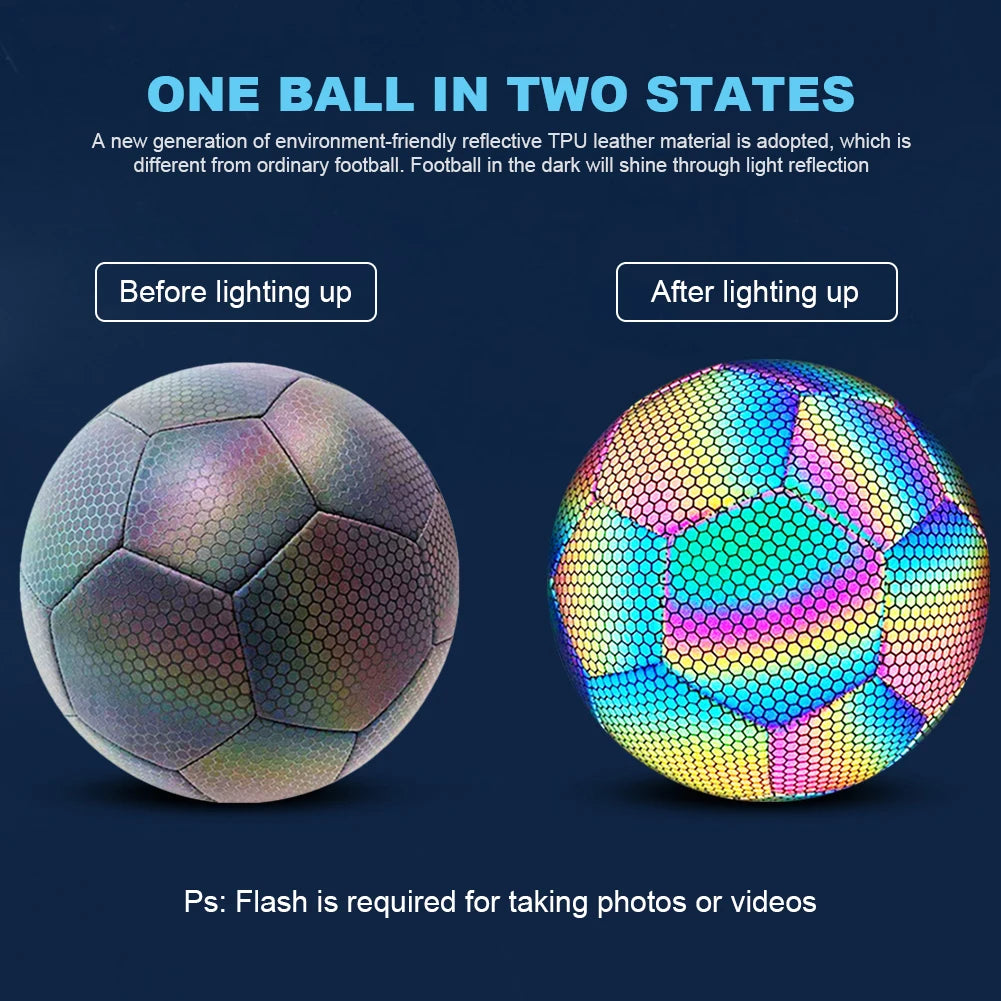 Holographics Reflective Soccer Ball Size 4/5 Glow In The Dark