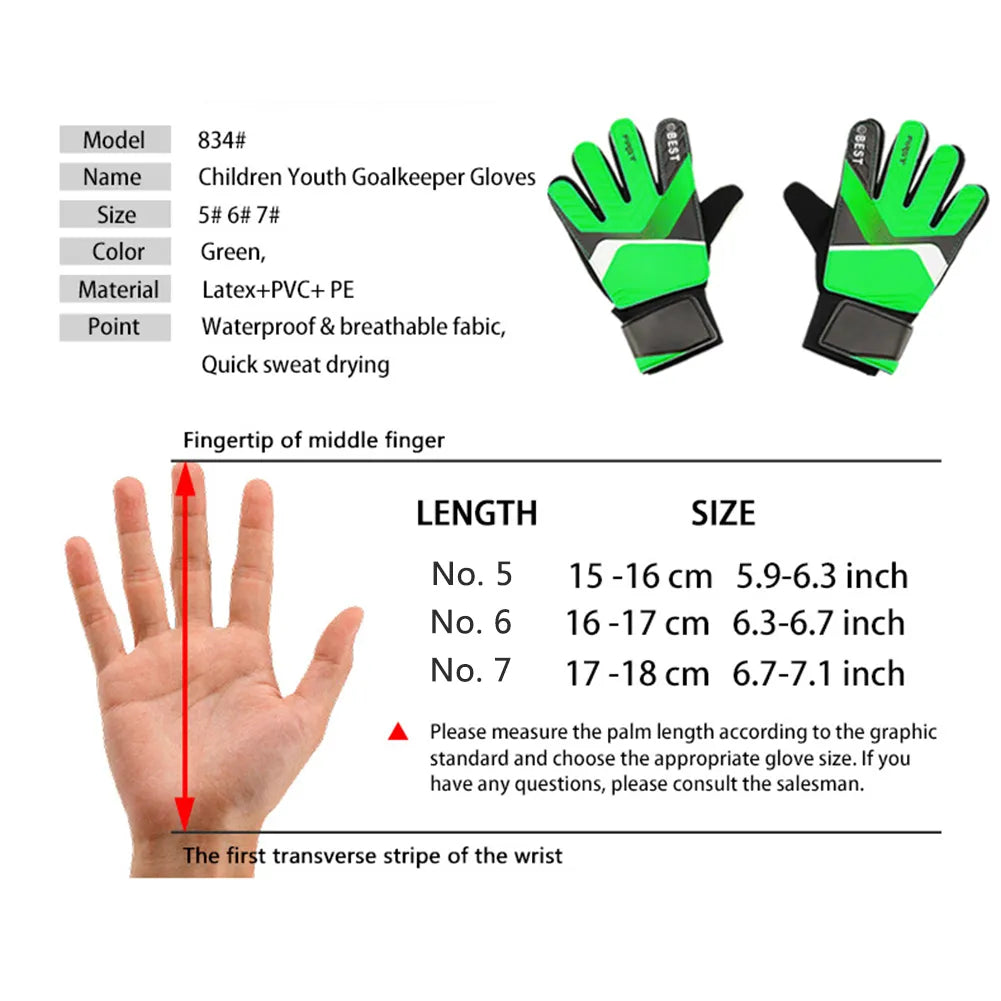 1 Pair Children Anti-Slip Glove Goalkeeper Gloves