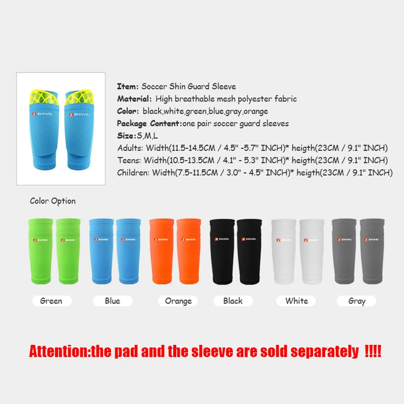 1 Pair Sports Soccer Shin Guard Pad Sleeve Sock Leg Support