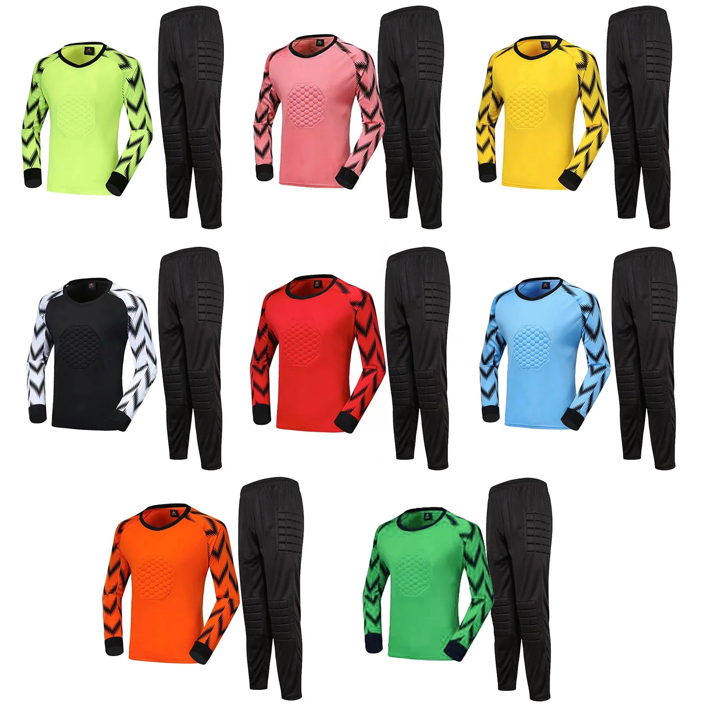 Men Soccer Goalkeeper Outfit Goalie Sport Suit Long Sleeve