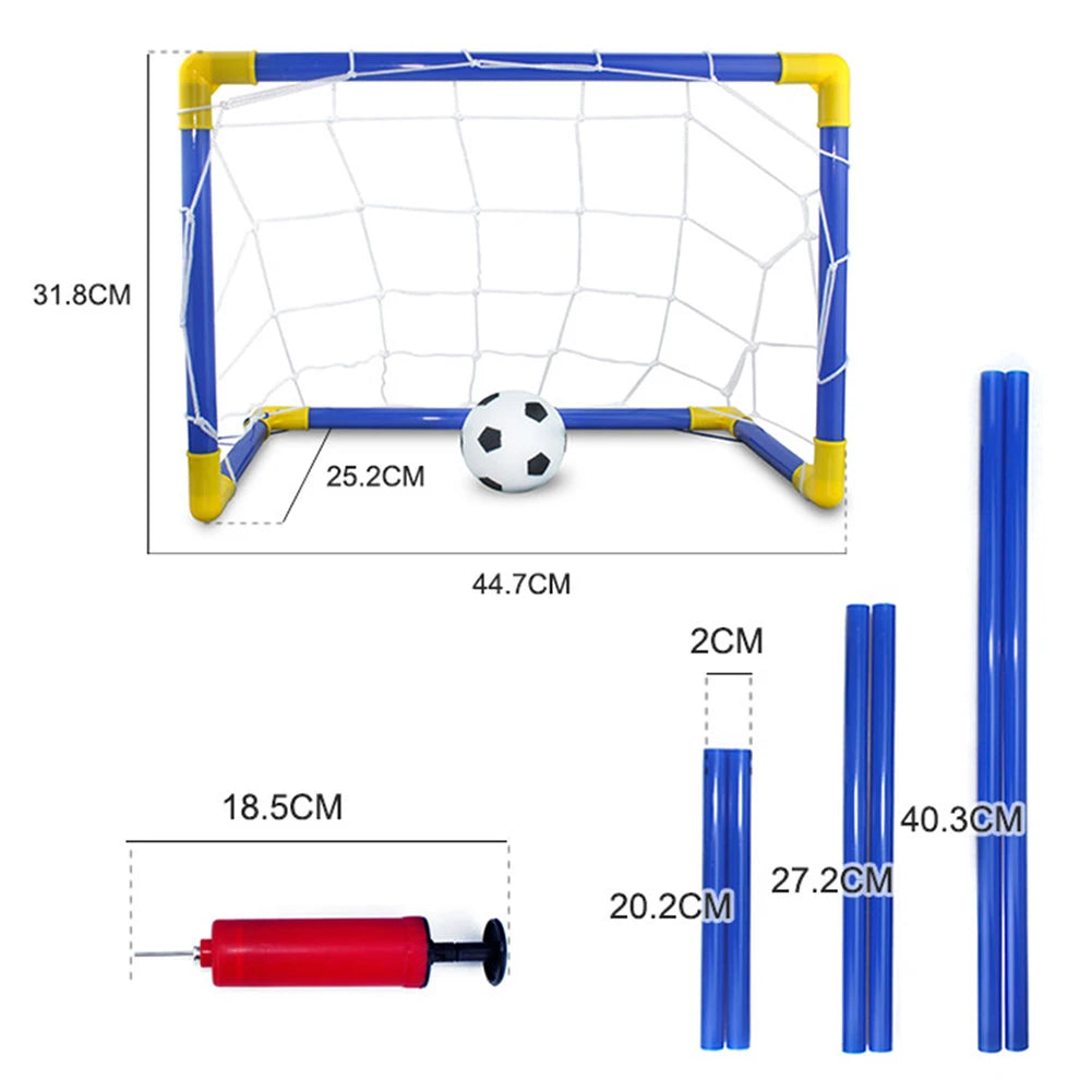 Mini-Fußballtorpfosten-Set für den Innenbereich, zusammenklappbar, + Pumpe