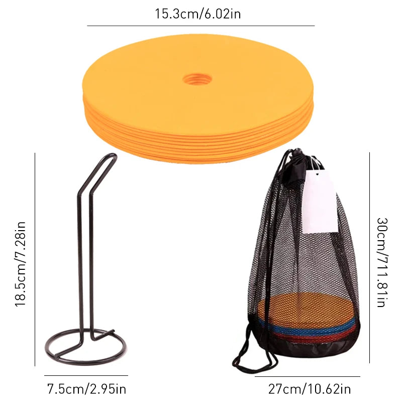 10 Stück Fußball-Flachkegel-Markierungsscheiben, tragbare Trainingsgeräte