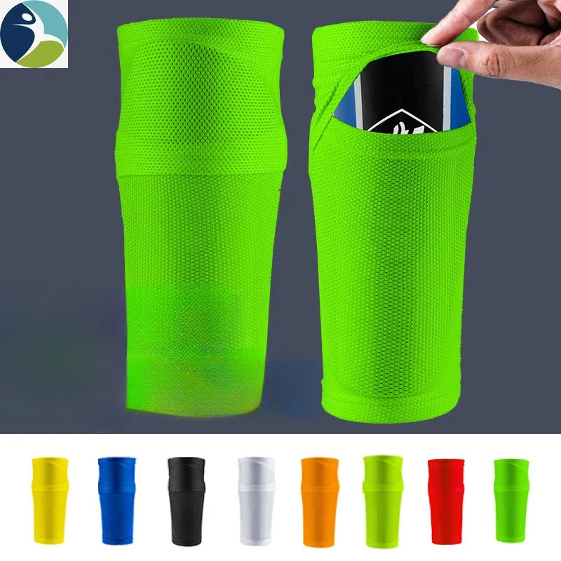 1 Pair Football Shin Guard with Pocket Compression Calf Sleeve