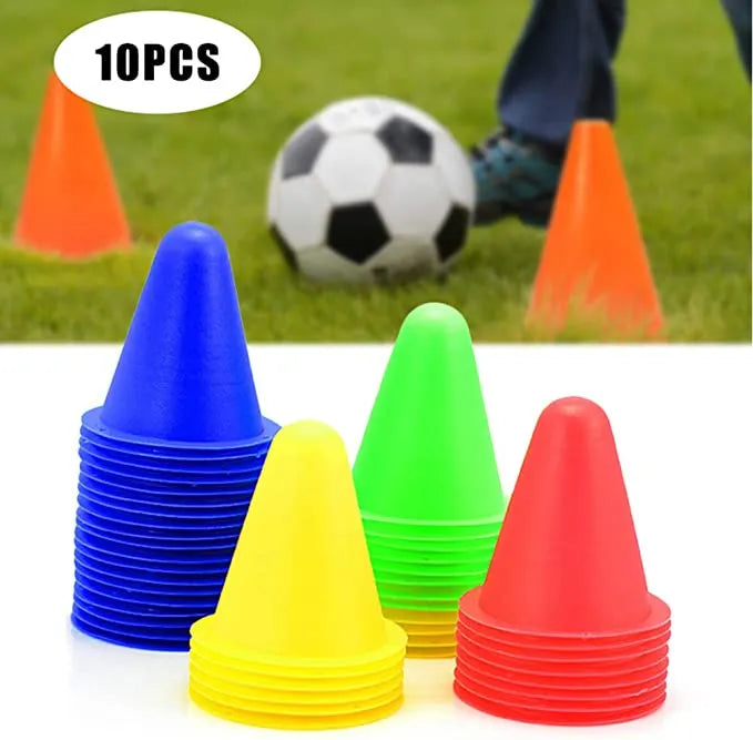 10 Piece Plastic Roller Skating Bar Flag Cone, Football Practice