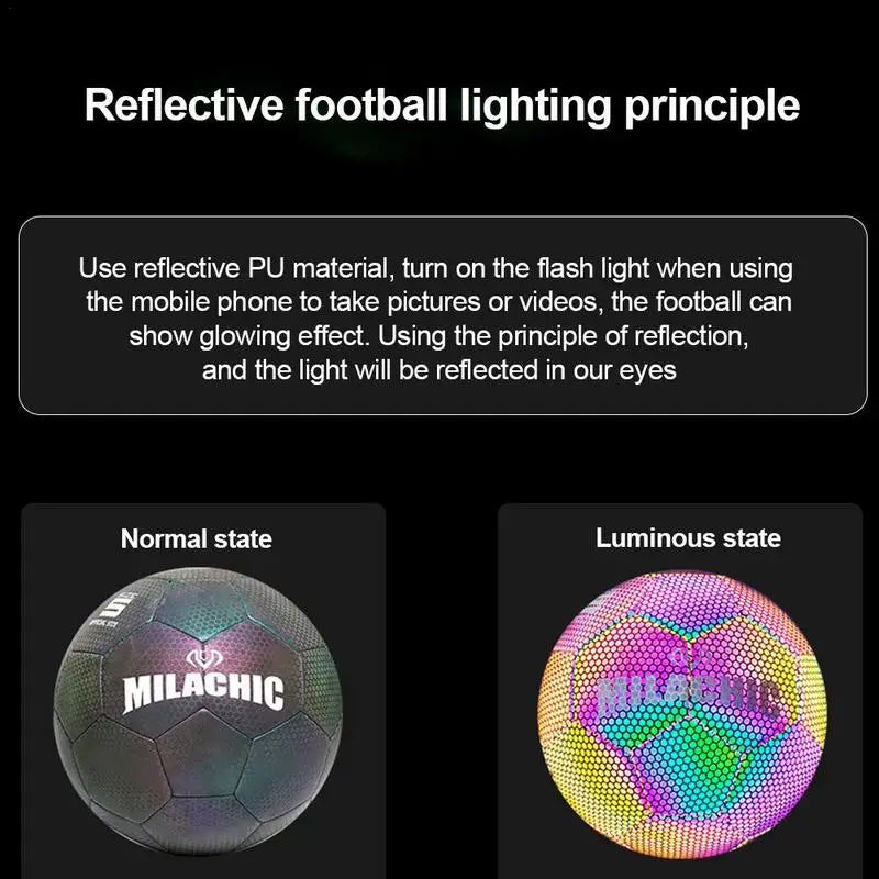 Luminous Reflective Football Size 4 5 PU Glowing Soccer Ball