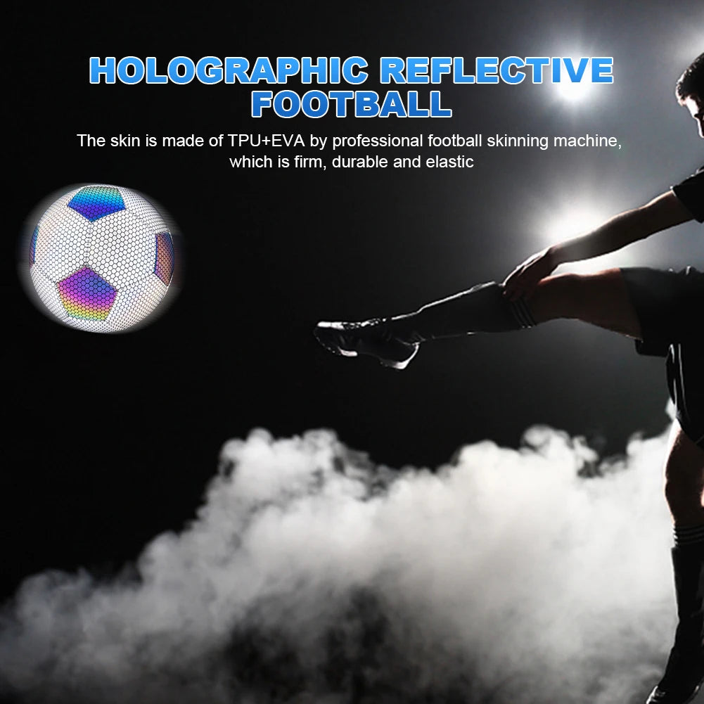 Holographics Reflektierender Fußball, Größe 4/5, leuchtet im Dunkeln