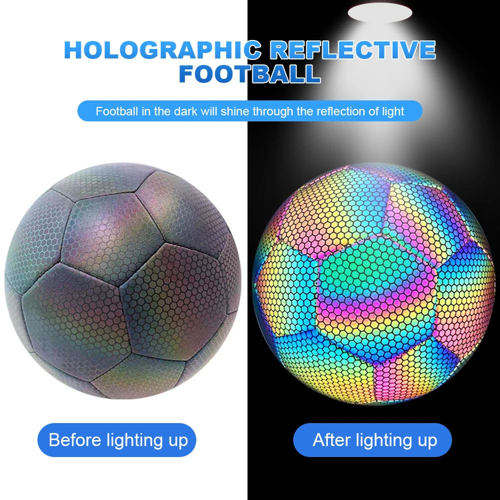 Holographics Reflektierender Fußball, Größe 4/5, leuchtet im Dunkeln