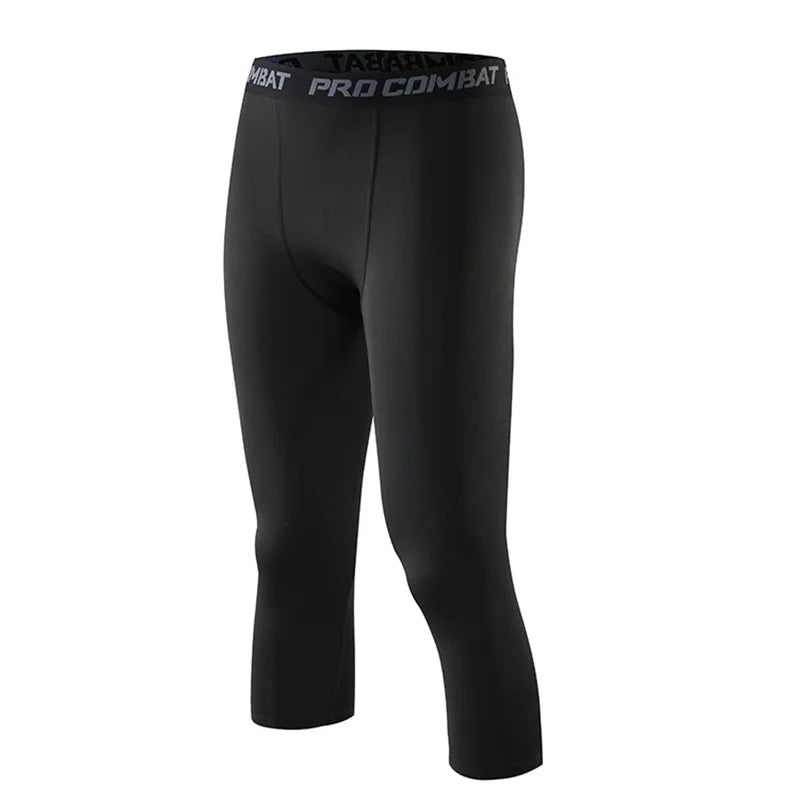 Men Compression Base Layer Running Tight Shorts Sport 3/4