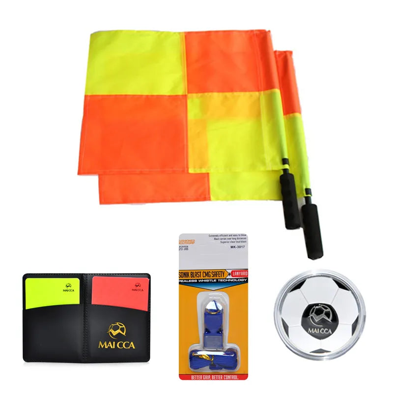 Soccer Referee flag Coin Cards Whistle Set Professional