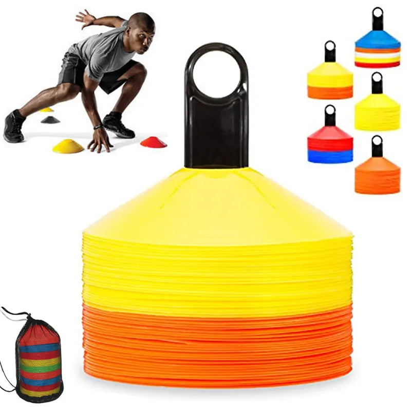 Fußballkegel Disc Con mit Tragetasche und Halter für Agility-Training