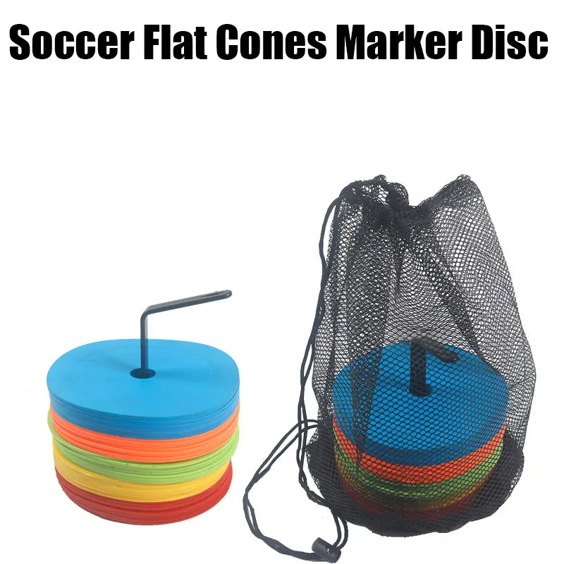 10pcs Soccer Flat Cones Marker Disc Portable Training Equipment