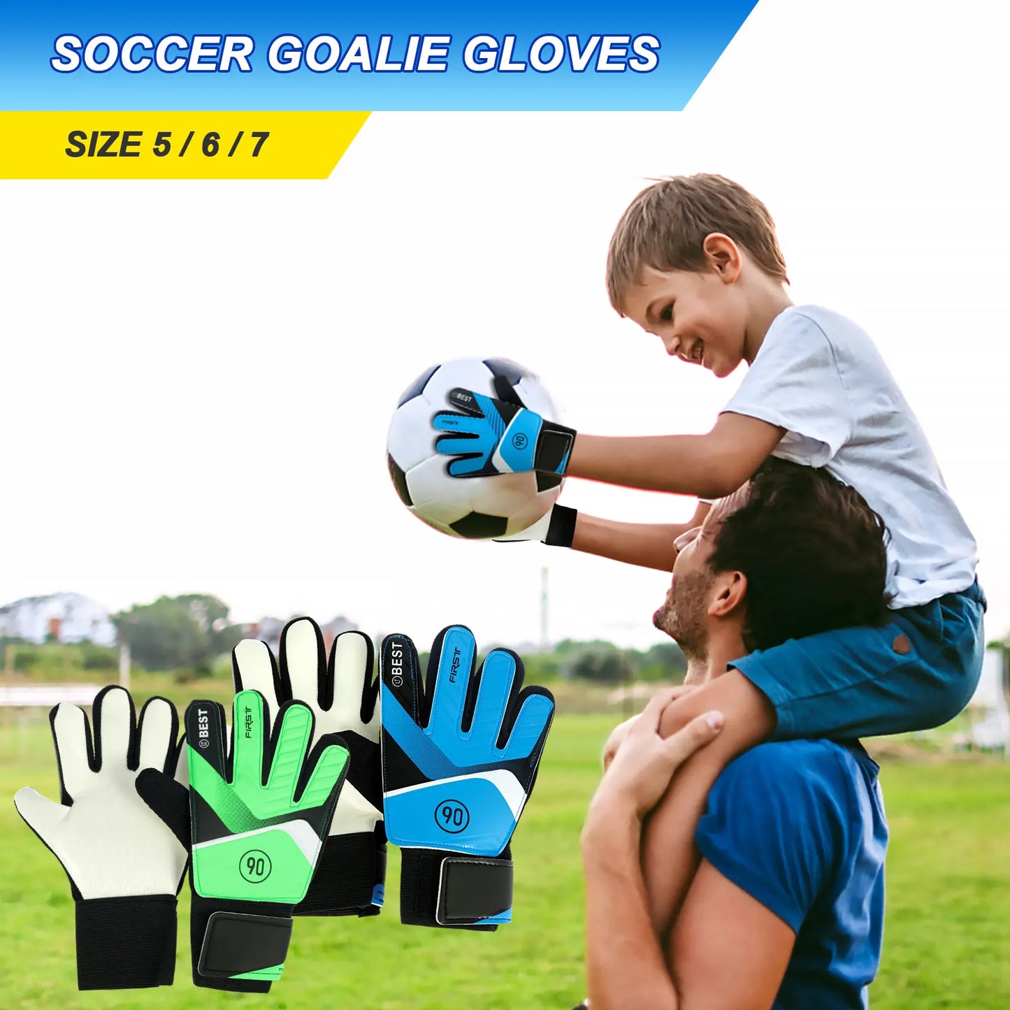 Kids Soccer Goalie Gloves 5/6/7Size Latex Children