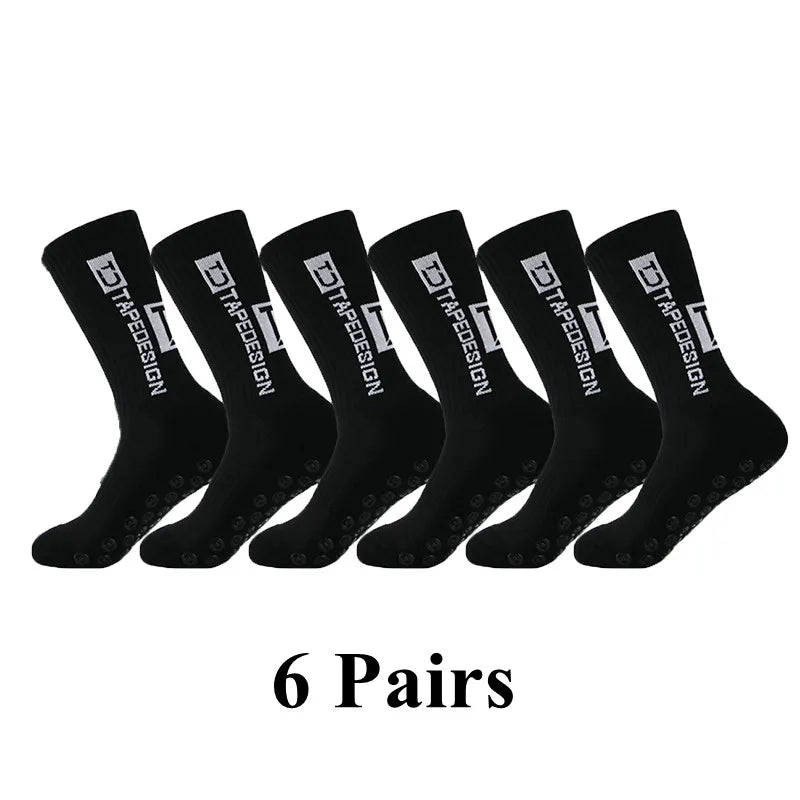 6Pairs/Lot 2023 New ANTI SLIP Tapedesign Mid Calf Non-Slip Soccer Sport Sock