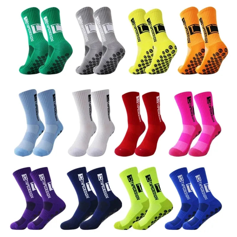 6Pairs/Lot 2023 New ANTI SLIP Tapedesign Mid Calf Non-Slip Soccer Sport Sock