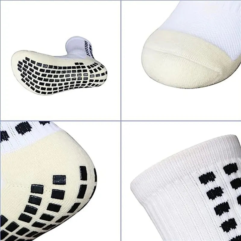 2 Paar Set Herren-Grip-Fußballsocken und Knieschützer